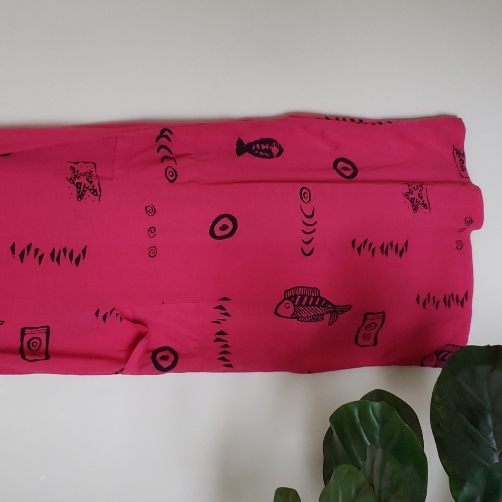 IG sport vintage midi double slit rockfish print, hot pink, women's size medium - Picture 3 of 10